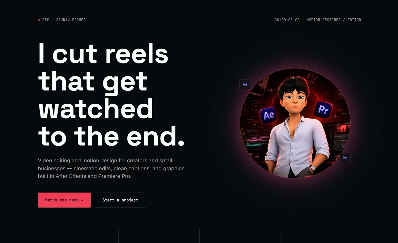 Saurav Frames portfolio screenshot